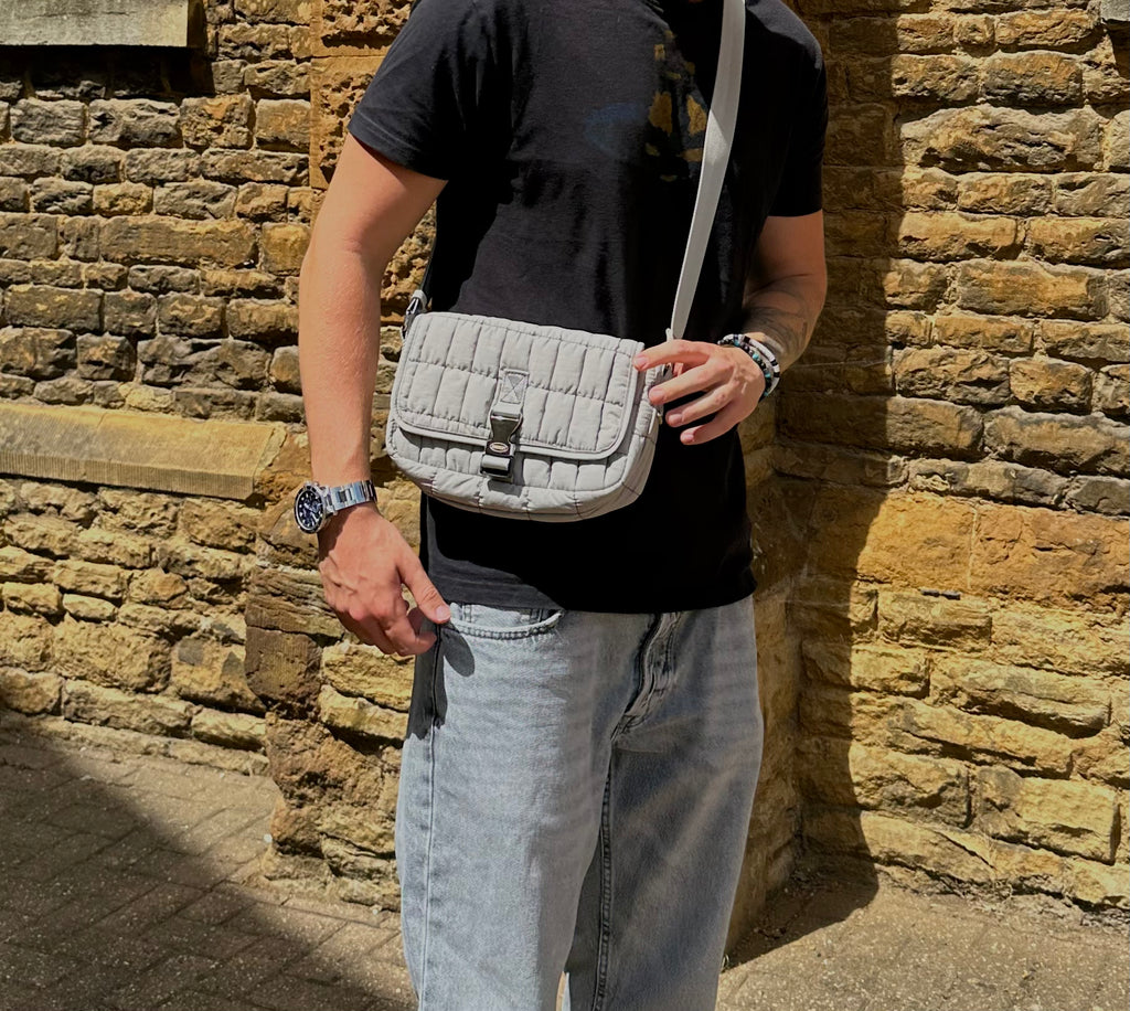 Grey Quilted Shoulder Bag