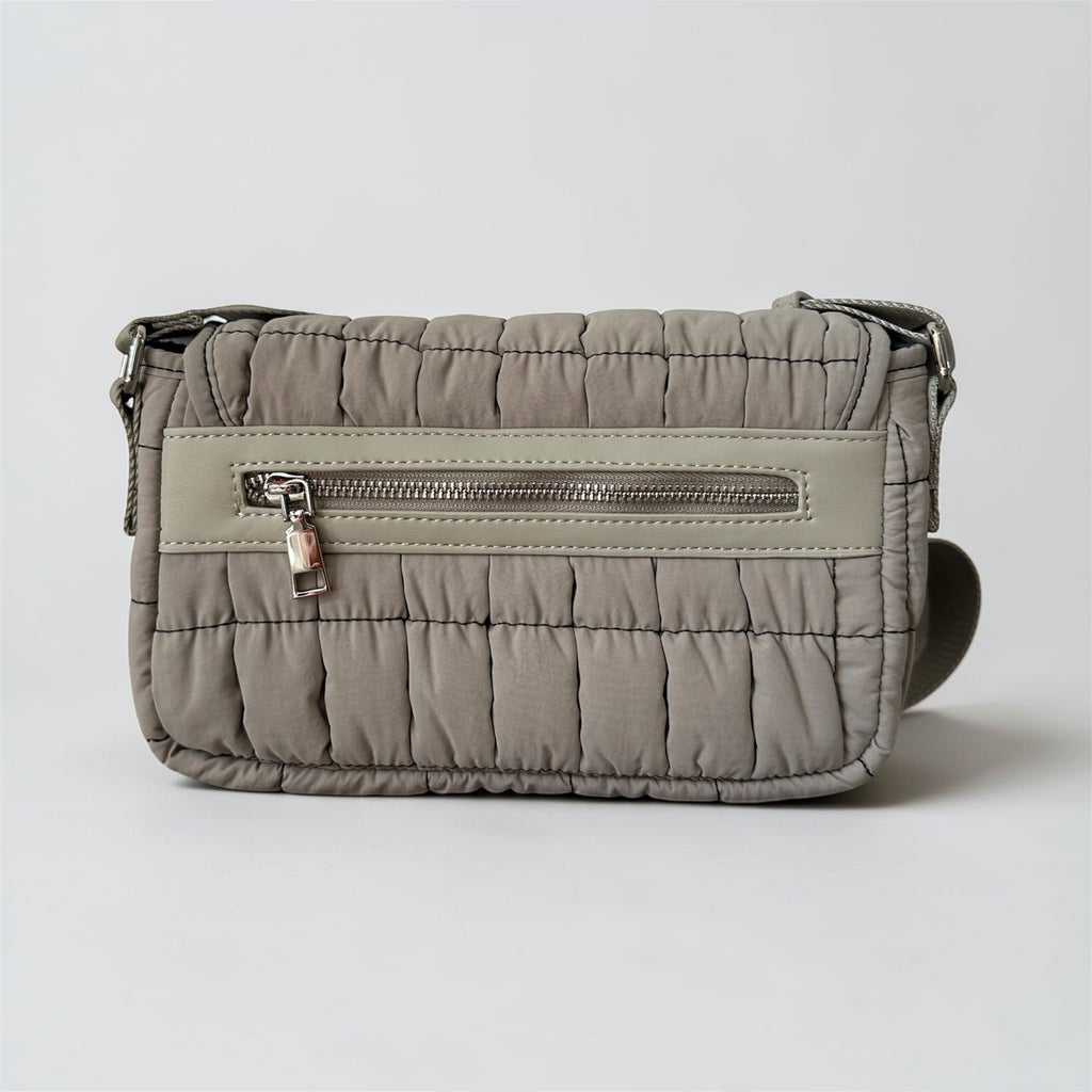 Grey Quilted Shoulder Bag