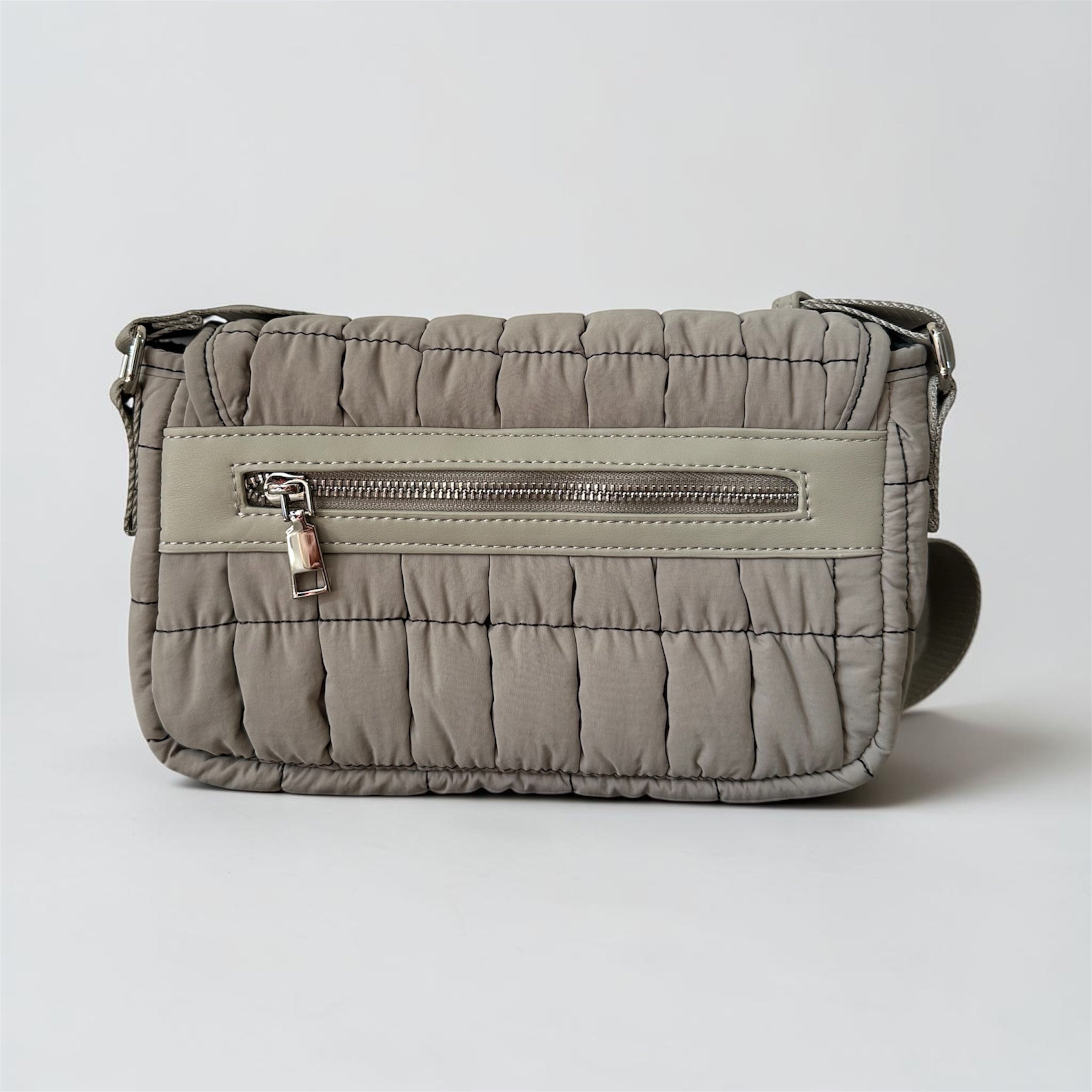Grey Quilted Shoulder Bag