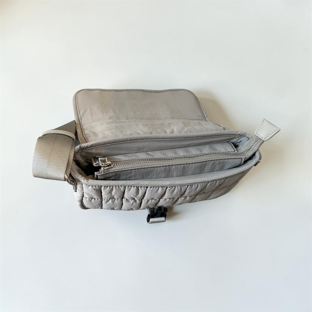 Grey Quilted Shoulder Bag